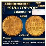 1918-s Lincoln Cent TOP POP! 1c ms66+ rb SEGS