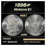 1898-p Morgan Dollar $1 Grades ms65