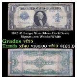 1923 $1 large size Silver Certificate Grades vf+ S