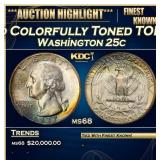 1937-d Washington Quarter Colorfully Toned TOP POP