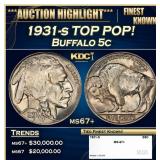 1931-s Buffalo Nickel TOP POP! 5c ms67+ SEGS