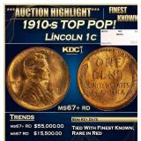 1910-s Lincoln Cent TOP POP! 1c ms67+ rd SEGS