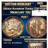 1924-d Mercury Dime Rainbow Toned TOP POP! 10c ms6
