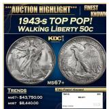 1943-s Walking Liberty Half Dollar TOP POP! 50c ms