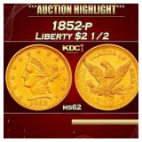 1852-p Gold Liberty Quarter Eagle $2 1/2 ms62 USCG