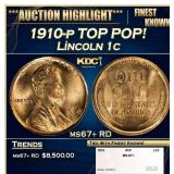 1910-p Lincoln Cent TOP POP! 1c ms67+ RD SEGS