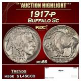 1917-p Buffalo Nickel 5c ms66 SEGS