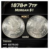 1878-p 7tf Morgan Dollar $1 Grades ms62