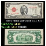 1928D $2 Red Seal United States Note Grades xf