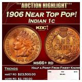 1906 Indian Cent Near Top Pop! 1c ms66+ rd SEGS