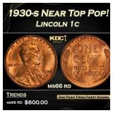 1930-s Lincoln Cent Near Top Pop! 1c Grades ms66 r