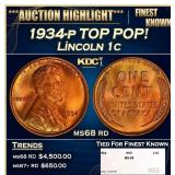 1934-p Lincoln Cent TOP POP! 1c ms68 rd SEGS