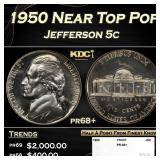 1950 Proof Jefferson Nickel Near Top Pop 5c pr68+
