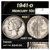 1941-d Mercury Dime 10c ms67 fsb SEGS