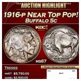 1916-p Buffalo Nickel Near Top Pop! 5c ms67 SEGS