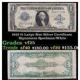 1923 $1 large size Silver Certificate Grades vf+ S