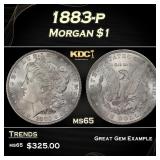 1883-p Morgan Dollar $1 Grades ms65