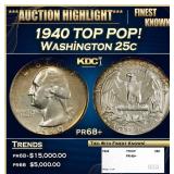 1940 Proof Washington Quarter TOP POP! 25c pr68+ S