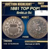 1881 Proof Shield Nickel TOP POP! 5c pr68 SEGS