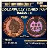 1881 Proof Indian Cent Colorfully Toned TOP POP! 1