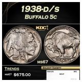 1938-d/s Buffalo Nickel 5c ms67 SEGS