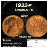 1933-p Lincoln Cent 1c ms66+ rd SEGS