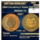 1869 Proof Indian Cent Colorfully Toned TOP POP! 1