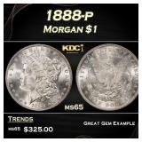 1888-p Morgan Dollar $1 Grades ms65