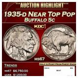 1935-d Buffalo Nickel Near Top Pop 5c ms67 SEGS