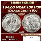 1942-d Walking Liberty Half Dollar Near Top Pop 50