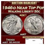 1946-d Walking Liberty Half Dollar Near Top Pop 50