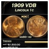 1909 VDB Lincoln Cent 1c ms66+ rd SEGS