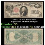 1880 $1 United States Note Grades f+ Signatures Ti