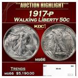 1917-p Walking Liberty Half Dollar 50c ms66 SEGS