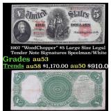 1907 $5 Large Size Legal Tender Note "WoodChopper"