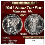 1941 Proof Mercury Dime Near Top Pop 10c pr68+ SEG