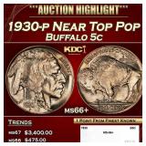 1930-p Buffalo Nickel Near Top Pop 5c ms66+ SEGS