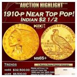 1910-p Gold Indian Quarter Eagle Near Top Pop! $2