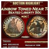 1883 Proof Seated Half Dollar Rainbow Toned Near T