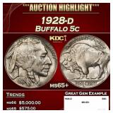 1928-d Buffalo Nickel 5c ms65+ SEGS