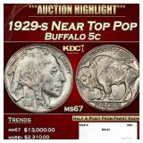 1929-s Buffalo Nickel Near Top Pop 5c ms67 SEGS