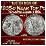 1935-d Walking Liberty Half Dollar Near Top Pop 50