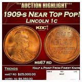 1909-s Lincoln Cent Near Top Pop! 1c ms67 rd SEGS
