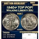 1940-p Walking Liberty Half Dollar TOP POP! 50c ms