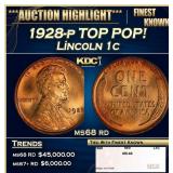 1928-p Lincoln Cent TOP POP! 1c ms68 rd SEGS