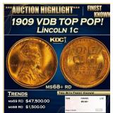1909 VDB Lincoln Cent TOP POP! 1c ms68+ rd SEGS