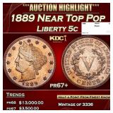 1889 Proof Liberty Nickel Near Top Pop 5c pr67+ SE