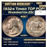 1932-s Washington Quarter Toned TOP POP! 25c ms66+