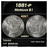 1881-p Morgan Dollar $1 Grades ms64+