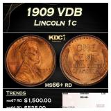 1909 VDB Lincoln Cent 1c ms66+ rd SEGS